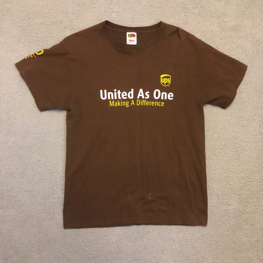 Vtg 2007 UPS 100th Anniversary‎ T-Shirt Brown United As One Fruit of the Loom M